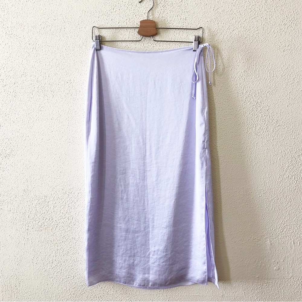 Aritzia Lavender Tie-Side Midi Skirt